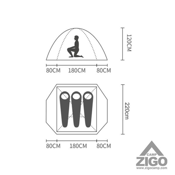 چادر دو پوش سه نفره کله گاوی مدل K2021 کد B