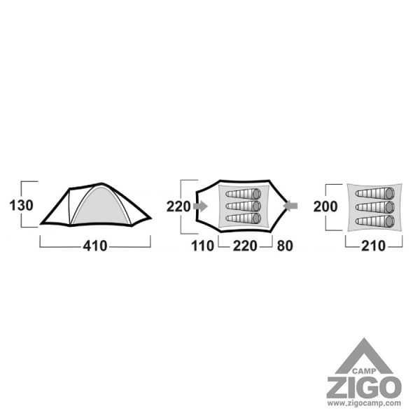 چادر مسافرتی دو پوش سه نفره هاسکی مدل Bizon 3 plus