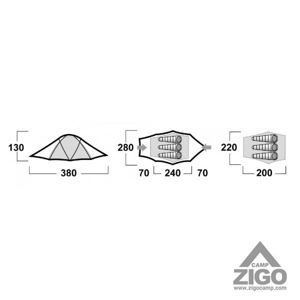 چادر مسافرتی دو پوش 3-4 نفره هاسکی مدل Fighter 3-4